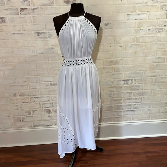 Ramy Brook White Henley Halter Maxi Dress Sz 6